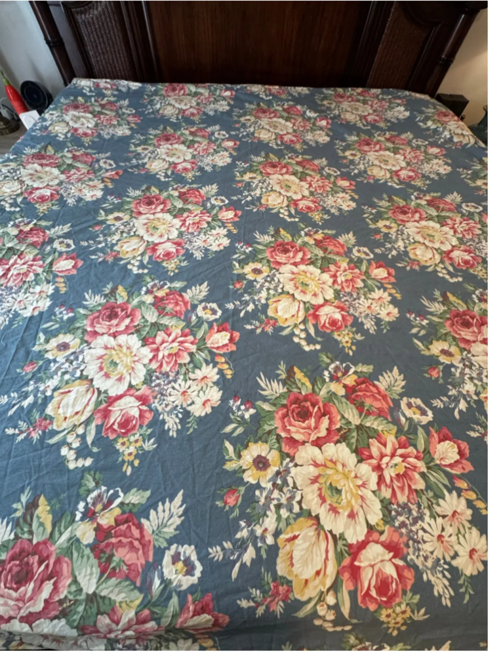 Vintage Ralph Lauren Kimberly King Duvet Cover Blue Floral Cotton Made USA